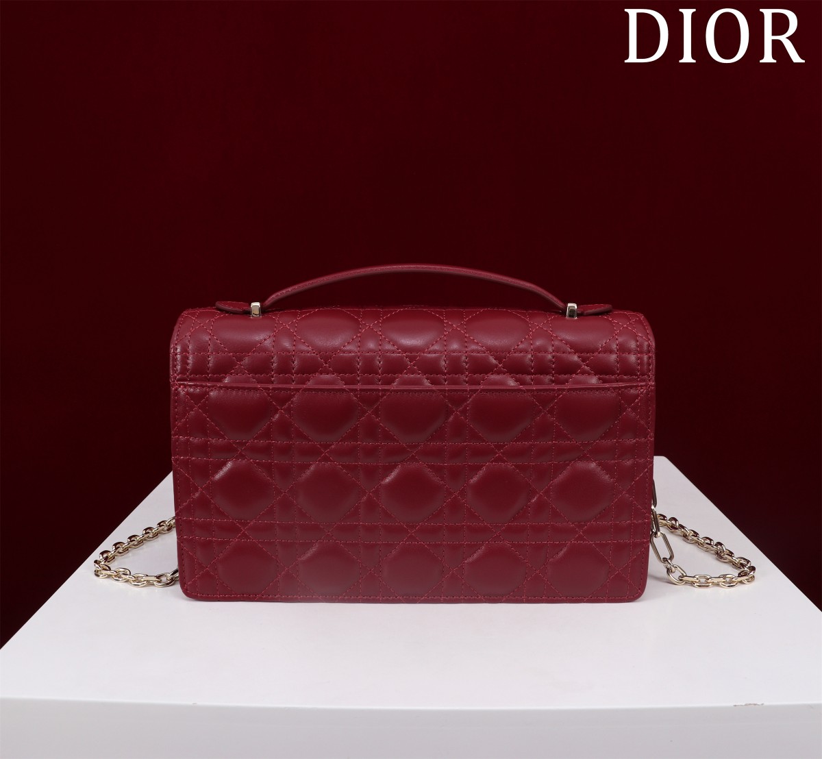 My Dior Top Handle Bag Burgundy Cannage Lambskin